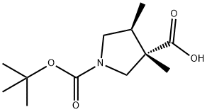 rac-(3R,4R)-1-[(tert-butoxy)carbonyl]-3,4-dimethylpyrrolidine-3-carboxylic acid, trans Structure