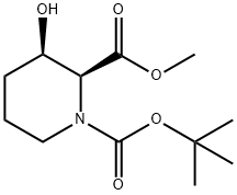 1,2-Piperidinedicarboxylic acid, 3-hydroxy-, 1-(1,1-dimethylethyl) 2-methyl ester, (2S,3R)- Structure