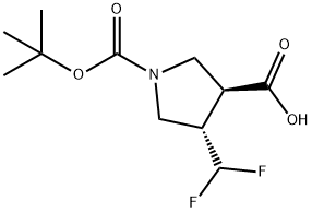 1,3-Pyrrolidinedicarboxylic acid, 4-(difluoromethyl)-, 1-(1,1-dimethylethyl) ester, (3S,4S)- 구조식 이미지