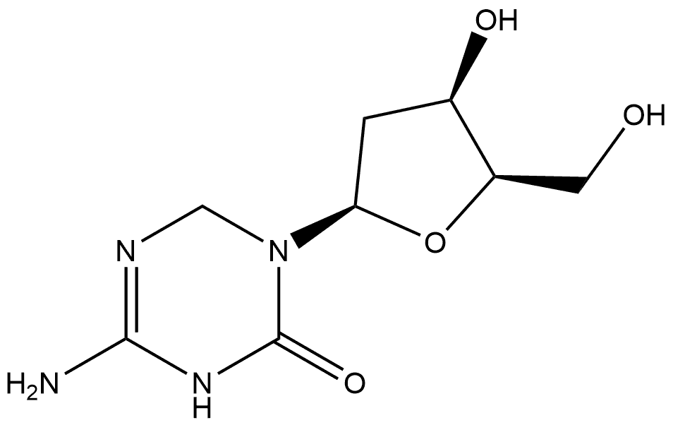 1,3,5-Triazin-2(1H)-one, 4-amino-1-(2-deoxy-β-D-threo-pentofuranosyl)-3,6-dihydro- Structure