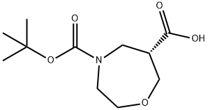 1,4-Oxazepine-4,6(5H)-dicarboxylic acid, tetrahydro-, 4-(1,1-dimethylethyl) ester, (6S)- Structure
