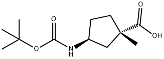 rel-(1R,3R)-3-((tert-butoxycarbonyl)amino)-1-methylcyclopentane-1-carboxylic acid Structure