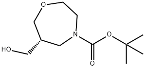 1,4-Oxazepine-4(5H)-carboxylic acid, tetrahydro-6-(hydroxymethyl)-, 1,1-dimethylethyl ester, (6R)- Structure