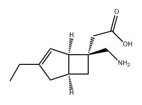 Bicyclo[3.2.0]hept-3-ene-6-acetic acid, 6-(aminomethyl)-3-ethyl-, (1R,5S,6R)- Structure