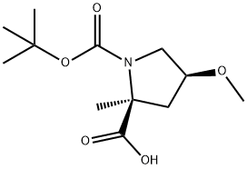1,2-Pyrrolidinedicarboxylic acid, 4-methoxy-2-methyl-, 1-(1,1-dimethylethyl) ester, (2S,4S)- 구조식 이미지