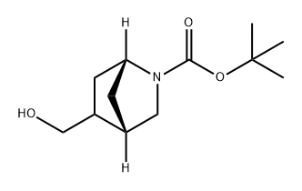 2-Azabicyclo[2.2.1]heptane-2-carboxylic acid, 5-(hydroxymethyl)-, 1,1-dimethylethyl ester, (1R,4S)- Structure