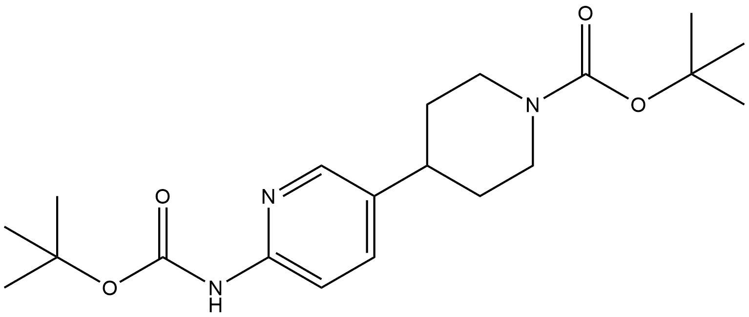 tert-butyl 4-(6-((tert-butoxycarbonyl)amino)pyridin-3-yl)piperidine-1-carboxylate Structure