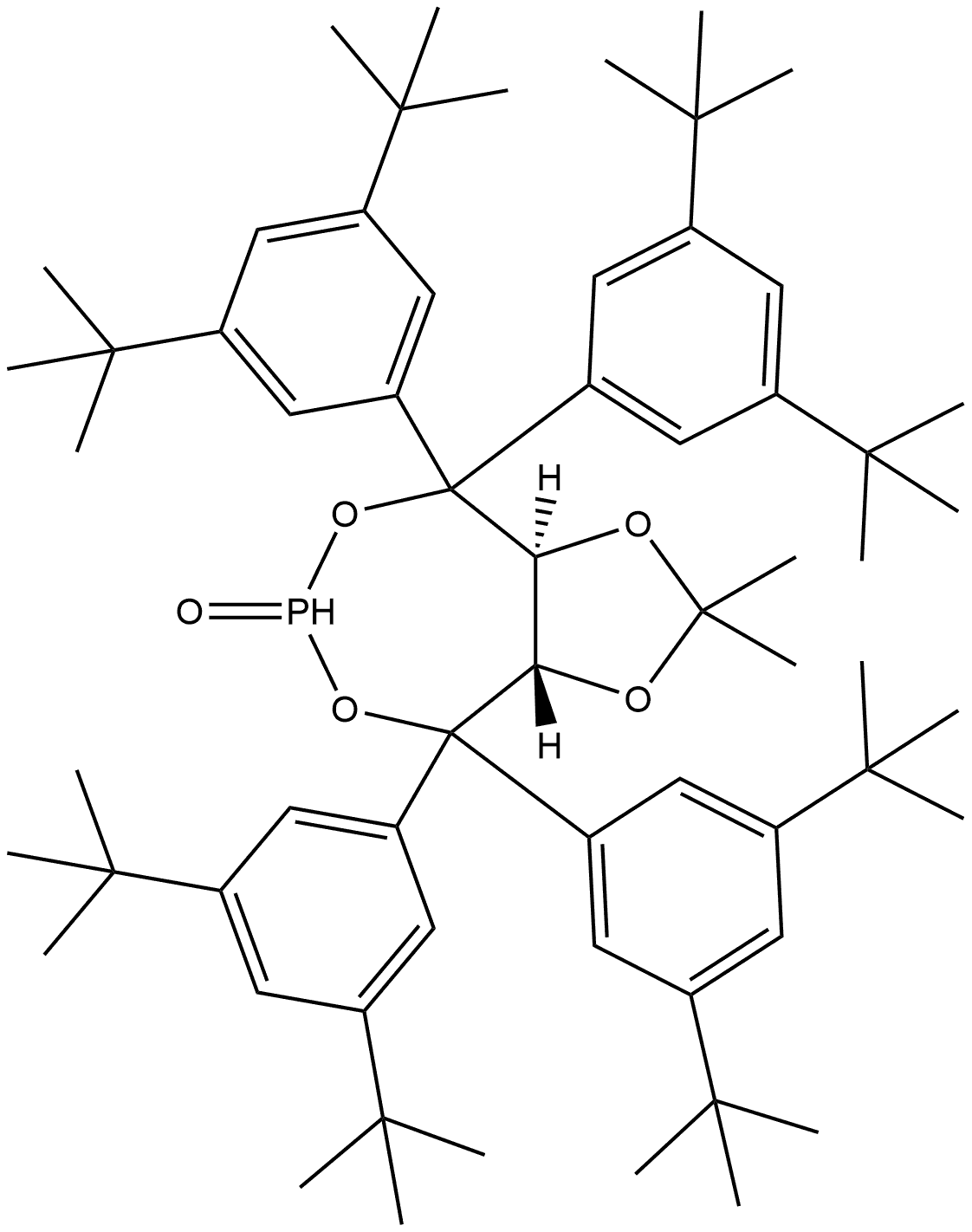 (3aS,8aS)-4,4,8,8-Tetrakis(3,5-di-tert-butylphenyl)-2,2-dimethyltetrahydro-[1,3]dioxolo[4,5-e][1,3,2]dioxaphosphepine 6-oxide Structure