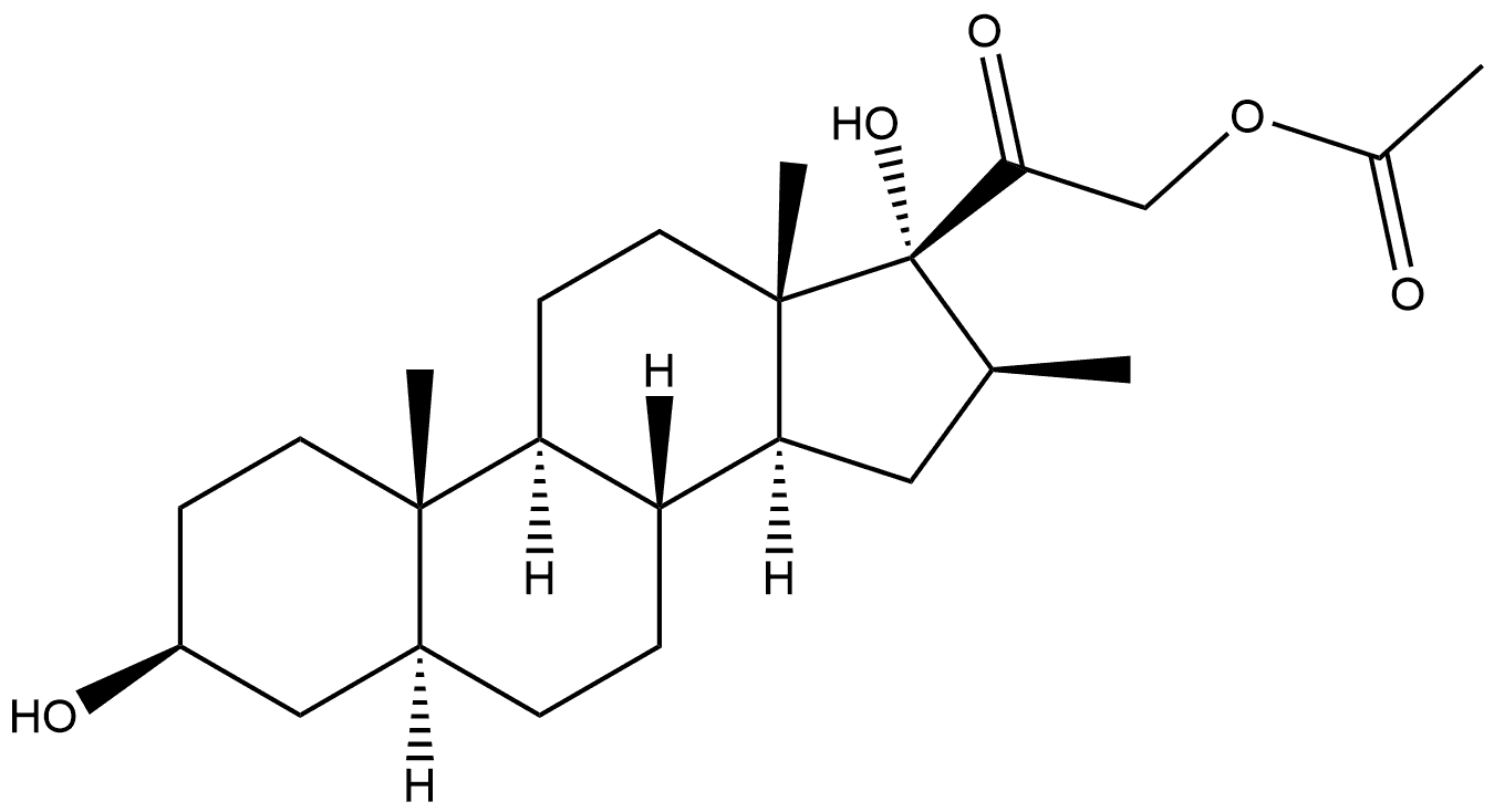 21-Acetoxy-3β,17α-dihydroxy-16β-methyl-5α-pregnan-20-one Structure