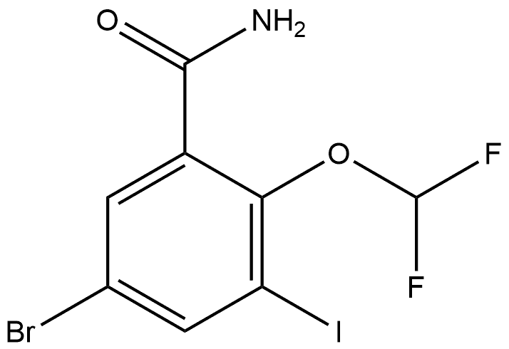 5-Bromo-2-(difluoromethoxy)-3-iodobenzamide Structure