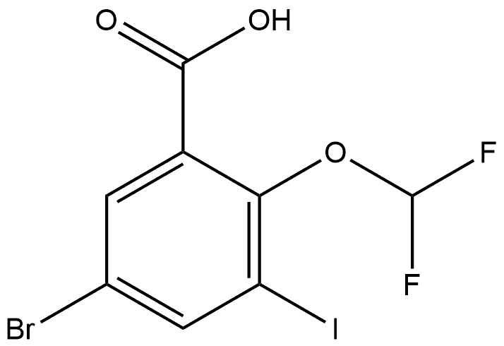 5-Bromo-2-(difluoromethoxy)-3-iodobenzoic acid Structure