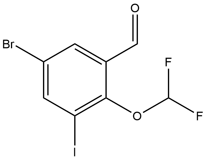 5-Bromo-2-(difluoromethoxy)-3-iodobenzaldehyde Structure