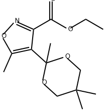 3-Isoxazolecarboxylic acid, 5-methyl-4-(2,5,5-trimethyl-1,3-dioxan-2-yl)-, ethyl ester 구조식 이미지