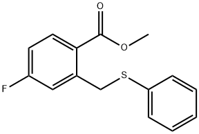 Benzoic acid, 4-fluoro-2-[(phenylthio)methyl]-, methyl ester Structure