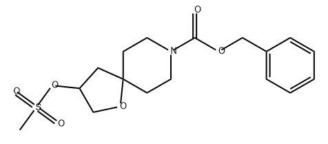 1-Oxa-8-azaspiro[4.5]decane-8-carboxylic acid, 3-[(methylsulfonyl)oxy]-, phenylmethyl ester 구조식 이미지