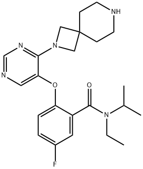 2-((4-(2,7-Diazaspiro[3.5]nonan-2-yl)pyrimidin-5-yl)oxy)-N-ethyl-5-fluoro-N-isopropylbenzamide Structure