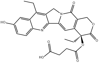 Butanedioic acid, 1-[(4S)-4,11-diethyl-3,4,12,14-tetrahydro-9-hydroxy-3,14-dioxo-1H-pyrano[3',4':6,7]indolizino[1,2-b]quinolin-4-yl] ester Structure