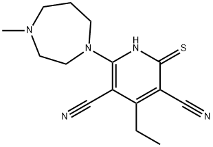 3,5-Pyridinedicarbonitrile, 4-ethyl-6-(hexahydro-4-methyl-1H-1,4-diazepin-1-yl)-1,2-dihydro-2-thioxo- Structure