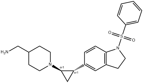 4-Piperidinemethanamine, N-[(1R,2S)-2-[2,3-dihydro-1-(phenylsulfonyl)-1H-indol-5-yl]cyclopropyl]-, rel- Structure