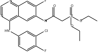 Phosphonic acid, P-[2-[[4-[(3-chloro-4-fluorophenyl)amino]-7-fluoro-6-quinazolinyl]amino]-2-oxoethyl]-, diethyl ester Structure