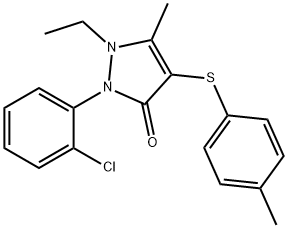 3H-Pyrazol-3-one, 2-(2-chlorophenyl)-1-ethyl-1,2-dihydro-5-methyl-4-[(4-methylphenyl)thio]- Structure