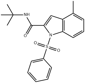 1H-Indole-2-carboxamide, N-(1,1-dimethylethyl)-4-methyl-1-(phenylsulfonyl)- Structure