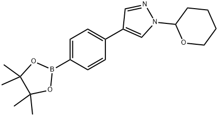 1H-Pyrazole, 1-(tetrahydro-2H-pyran-2-yl)-4-[4-(4,4,5,5-tetramethyl-1,3,2-dioxaborolan-2-yl)phenyl]- Structure