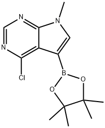 7H-Pyrrolo[2,3-d]pyrimidine, 4-chloro-7-methyl-5-(4,4,5,5-tetramethyl-1,3,2-dioxaborolan-2-yl)- 구조식 이미지