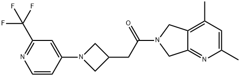 1-{2,4-dimethyl-5H,6H,7H-pyrrolo[3,4-b]pyridin-6-y l}-2-{1-[2-(trifluoromethyl)pyridin-4-yl]azetidin-3-yl }ethan-1-one 구조식 이미지