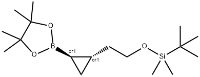 rel-2-[(1R,2S)-2-[2-[[(1,1-Dimethylethyl)dimethylsilyl]oxy]ethyl]cyclopropyl]-4,4,5,5-tetramethyl-1,3,2-dioxaborolane Structure