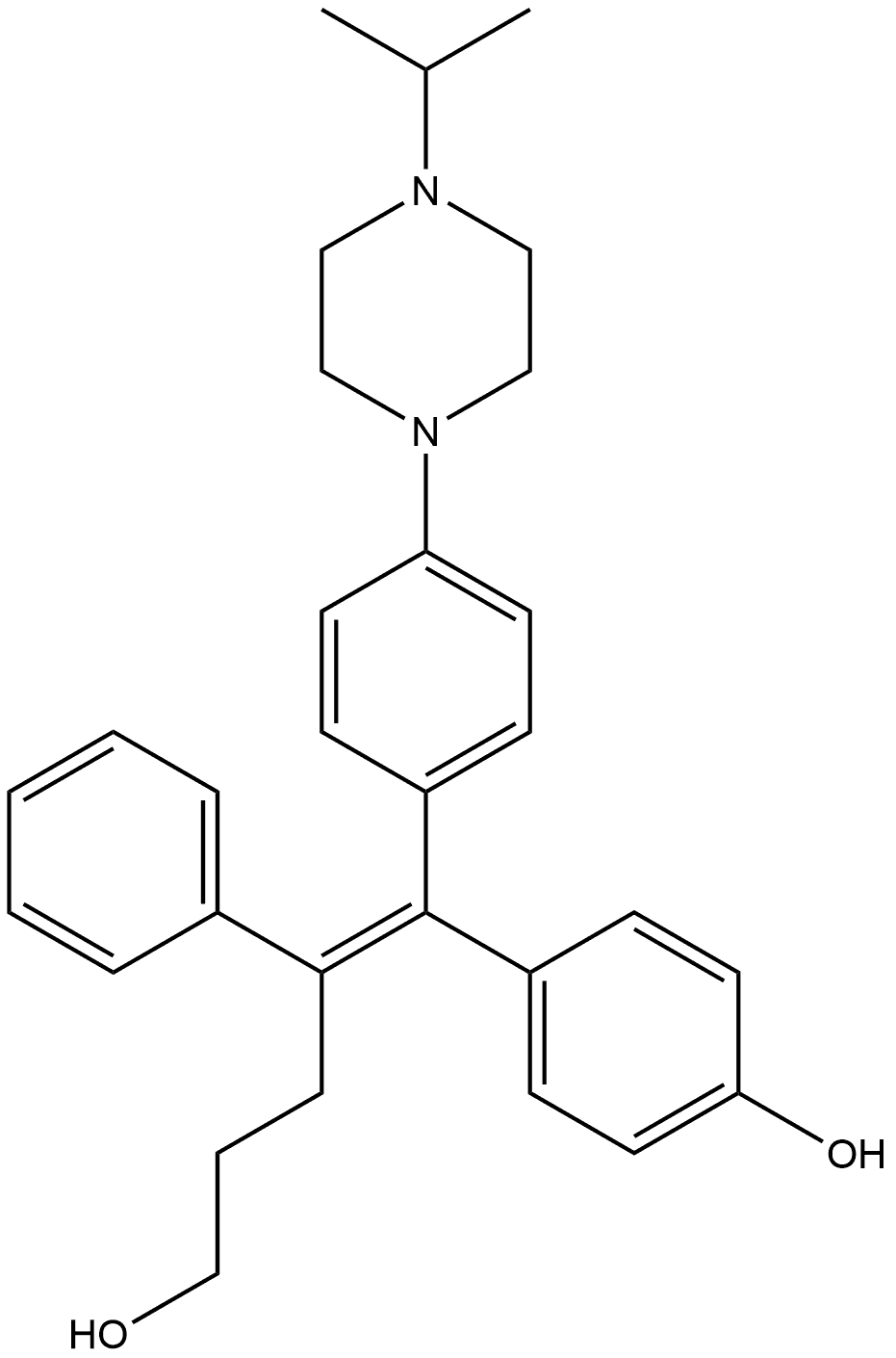 Benzenebutanol, δ-[(4-hydroxyphenyl)[4-[4-(1-methylethyl)-1-piperazinyl]phenyl]methylene]-, (δE)- Structure