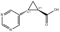 Cyclopropanecarboxylic acid, 2-(5-pyrimidinyl)-, (1R,2R)-rel- Structure