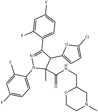 1H-Pyrazole-5-carboxamide, 4-(5-chloro-2-furanyl)-1,3-bis(2,4-difluorophenyl)-4,5-dihydro-5-methyl-N-[(4-methyl-2-morpholinyl)methyl]- Structure