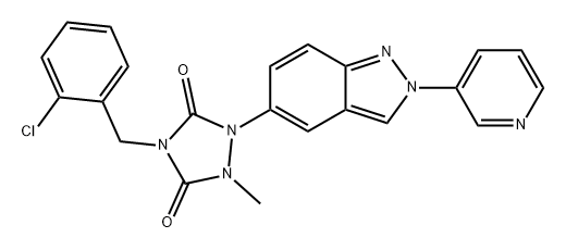 1,2,4-Triazolidine-3,5-dione, 4-[(2-chlorophenyl)methyl]-1-methyl-2-[2-(3-pyridinyl)-2H-indazol-5-yl]- Structure