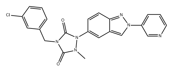 1,2,4-Triazolidine-3,5-dione, 4-[(3-chlorophenyl)methyl]-1-methyl-2-[2-(3-pyridinyl)-2H-indazol-5-yl]- Structure