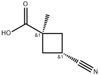 Cyclobutanecarboxylic acid, 3-cyano-1-methyl-, trans- Structure