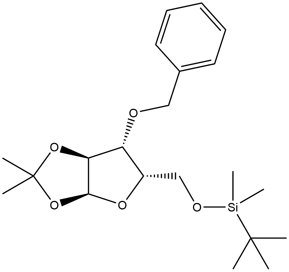 α-L-Xylofuranose, 5-O-[(1,1-dimethylethyl)dimethylsilyl]-1,2-O-(1-methylethylidene)-3-O-(phenylmethyl)- Structure