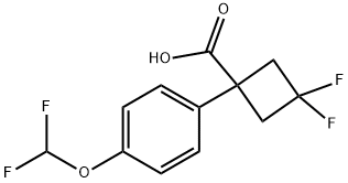 Cyclobutanecarboxylic acid, 1-[4-(difluoromethoxy)phenyl]-3,3-difluoro- 구조식 이미지