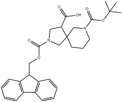 7-[(tert-butoxy)carbonyl]-2-{[(9H-fluoren-9-yl)meth
oxy]carbonyl}-2,7-diazaspiro[4.5]decane-4-carbox
ylic acid Structure