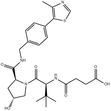 L-Prolinamide, N-(3-carboxy-1-oxopropyl)-3-methyl-L-valyl-4-hydroxy-N-[[4-(4-methyl-5-thiazolyl)phenyl]methyl]-, (4R)- Structure