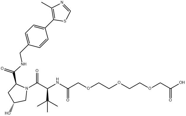 L-Prolinamide, N-[2-[2-[2-(carboxymethoxy)ethoxy]ethoxy]acetyl]-3-methyl-L-valyl-4-hydroxy-N-[[4-(4-methyl-5-thiazolyl)phenyl]methyl]-, (4R)- Structure