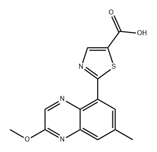 5-Thiazolecarboxylic acid, 2-(2-methoxy-7-methyl-5-quinoxalinyl)- Structure