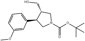 1-Pyrrolidinecarboxylic acid, 3-(hydroxymethyl)-4-(3-methoxyphenyl)-, 1,1-dimethylethyl ester, (3s,4r)- Structure