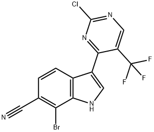 1H-Indole-6-carbonitrile, 7-bromo-3-[2-chloro-5-(trifluoromethyl)-4-pyrimidinyl]- Structure