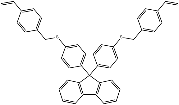 9,9-Bis[4-[[(4-ethenylphenyl)methyl]thio]phenyl]-9H-fluorene 구조식 이미지