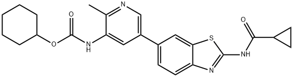 Carbamic acid, N-[5-[2-[(cyclopropylcarbonyl)amino]-6-benzothiazolyl]-2-methyl-3-pyridinyl]-, cyclohexyl ester Structure