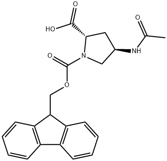 1,2-Pyrrolidinedicarboxylic acid, 4-(acetylamino)-, 1-(9H-fluoren-9-ylmethyl) ester, (2S,4R)- Structure