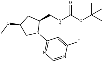 tert-butyl N-{[(2S,4S)-1-(6-fluoropyrimidin-4-yl)-4-methoxypyrrolidin-2-yl]methyl}carbamate Structure