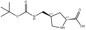 D-Proline, 4-[[[(1,1-dimethylethoxy)carbonyl]amino]methyl]-, (4S)-rel- Structure