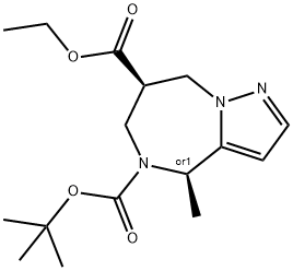 rel-5-(1,1-Dimethylethyl) 7-ethyl (4R,7R)-7,8-dihydro-4-methyl-4H-pyrazolo[1,5-a][1,4]diazepine-5,7(6H)-dicarboxylate Structure